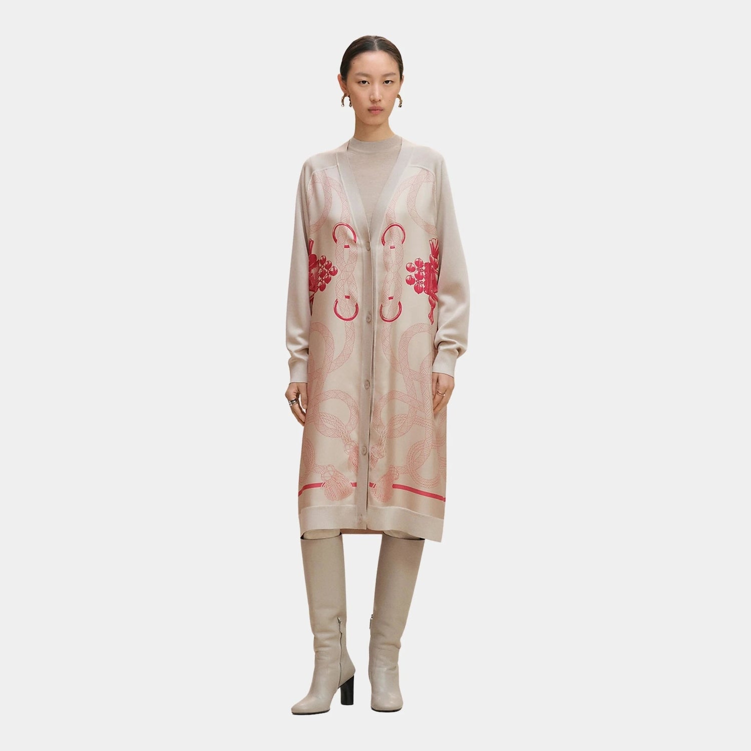 Long-sleeved Twillaine Cardigan with Palefroi Remix Print