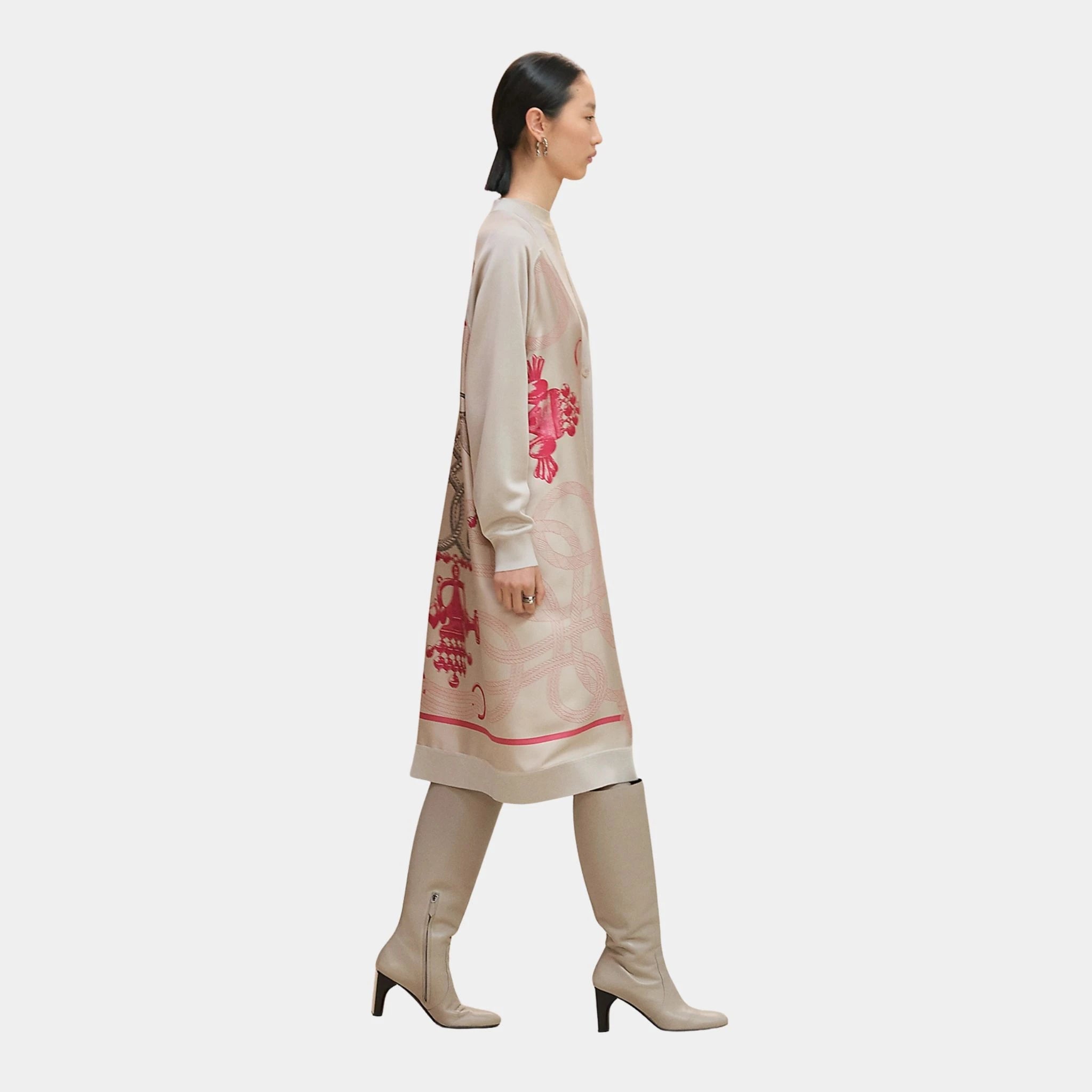 Long-sleeved Twillaine Cardigan with Palefroi Remix Print