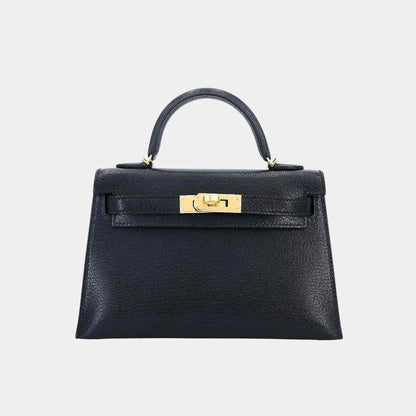 Mini Kelly II Chevre Black GHW
