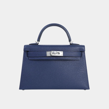 Mini Kelly II Chevre Deep Blue/Bleu France PHW