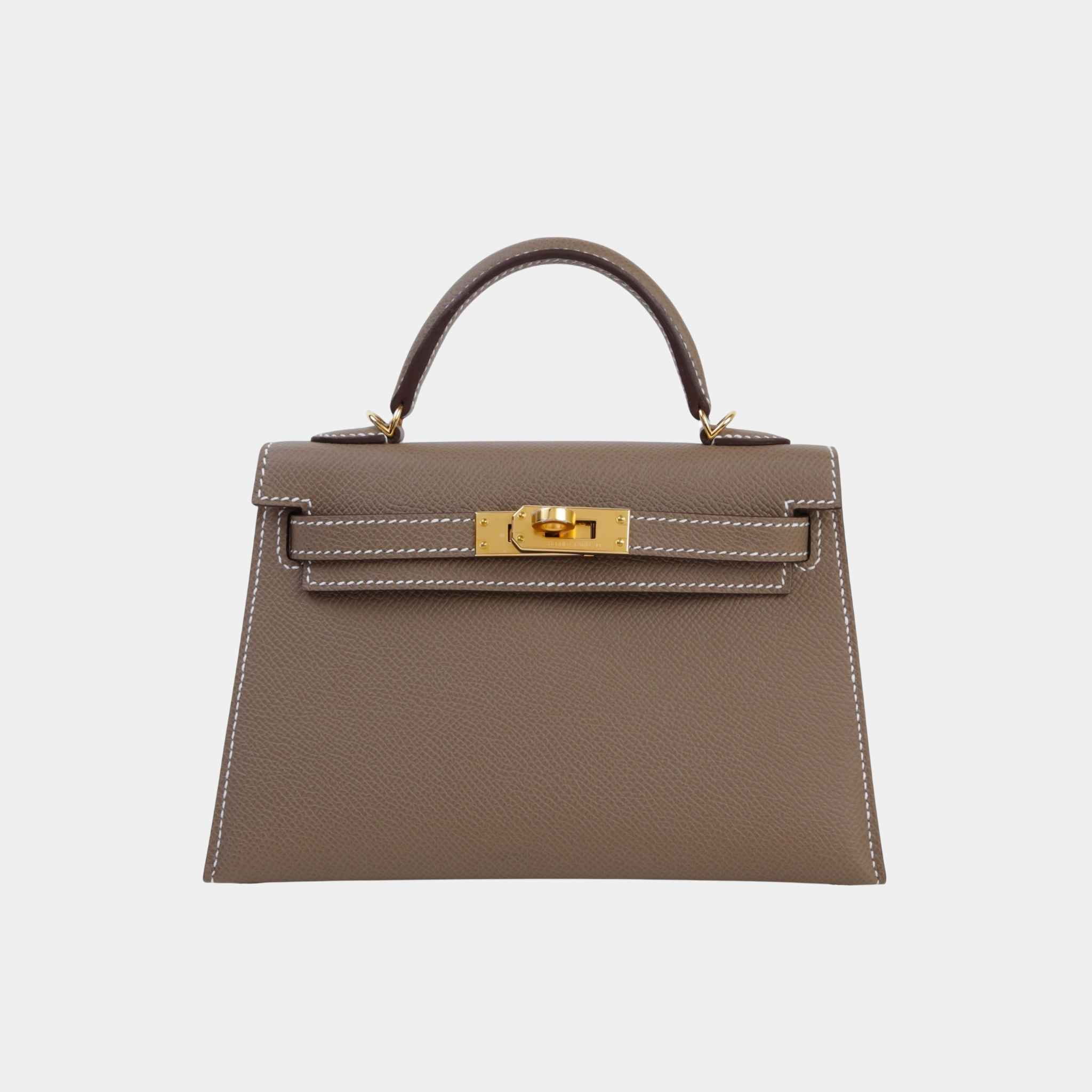 Mini Kelly II Epsom Etoupe GHW