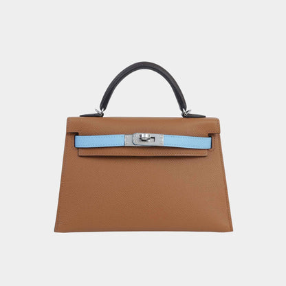 Mini Kelly II Epsom Gold/Ecorce/Celeste PHW