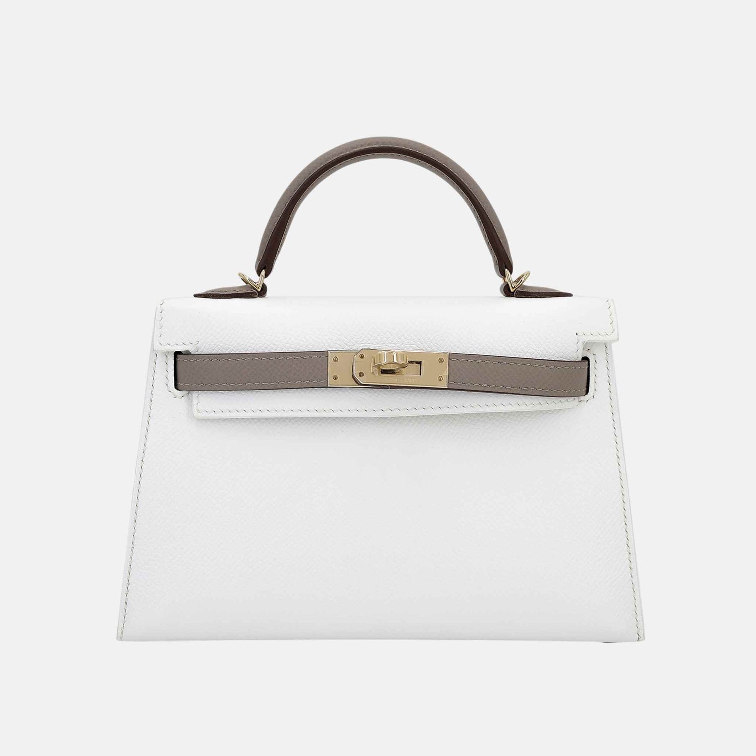 Mini Kelly II Epsom Gris Asphalte / White PBHW