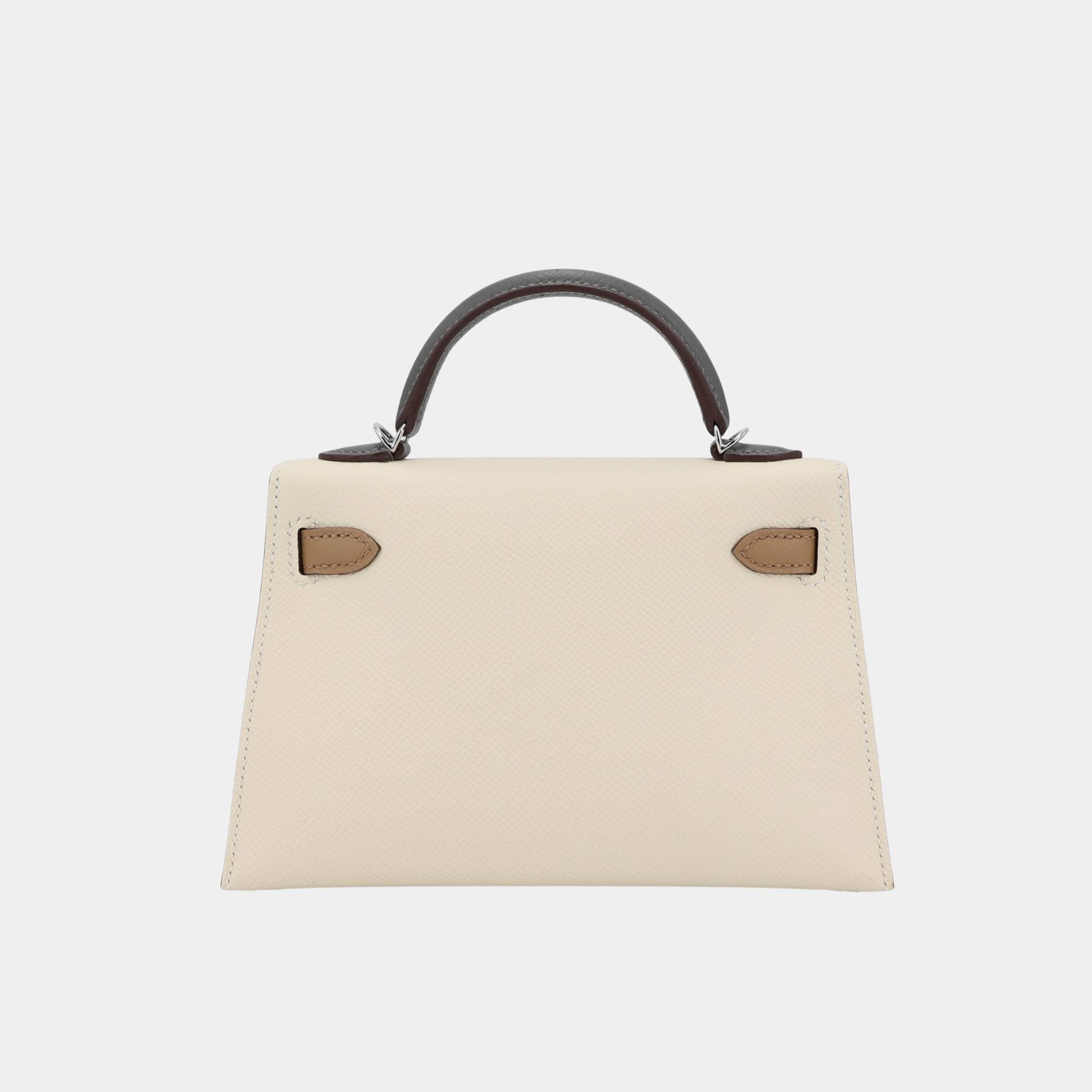 Mini Kelly II Epsom Nata/Gris Meyer/Chai PHW