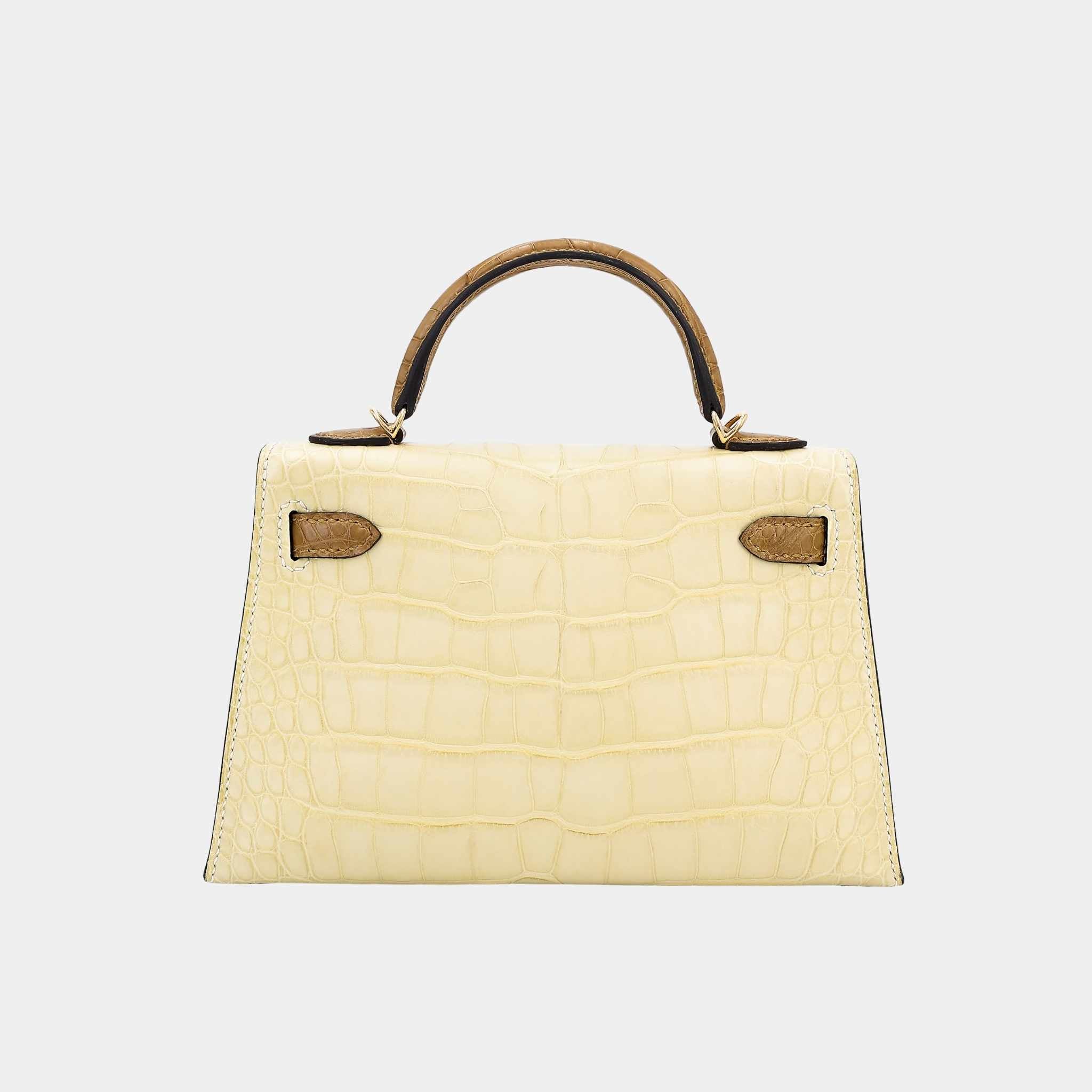 Mini Kelly II HSS Matte Alligator Vanille/Kraft GHW
