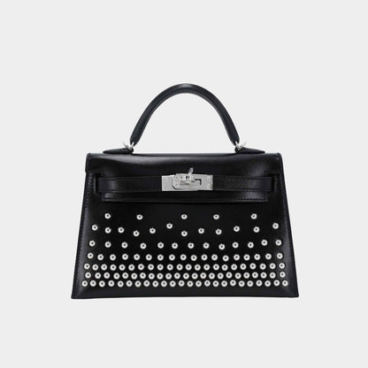 Mini Kelly II Limited Edition Cloute Studded Box-Calf Black PHW