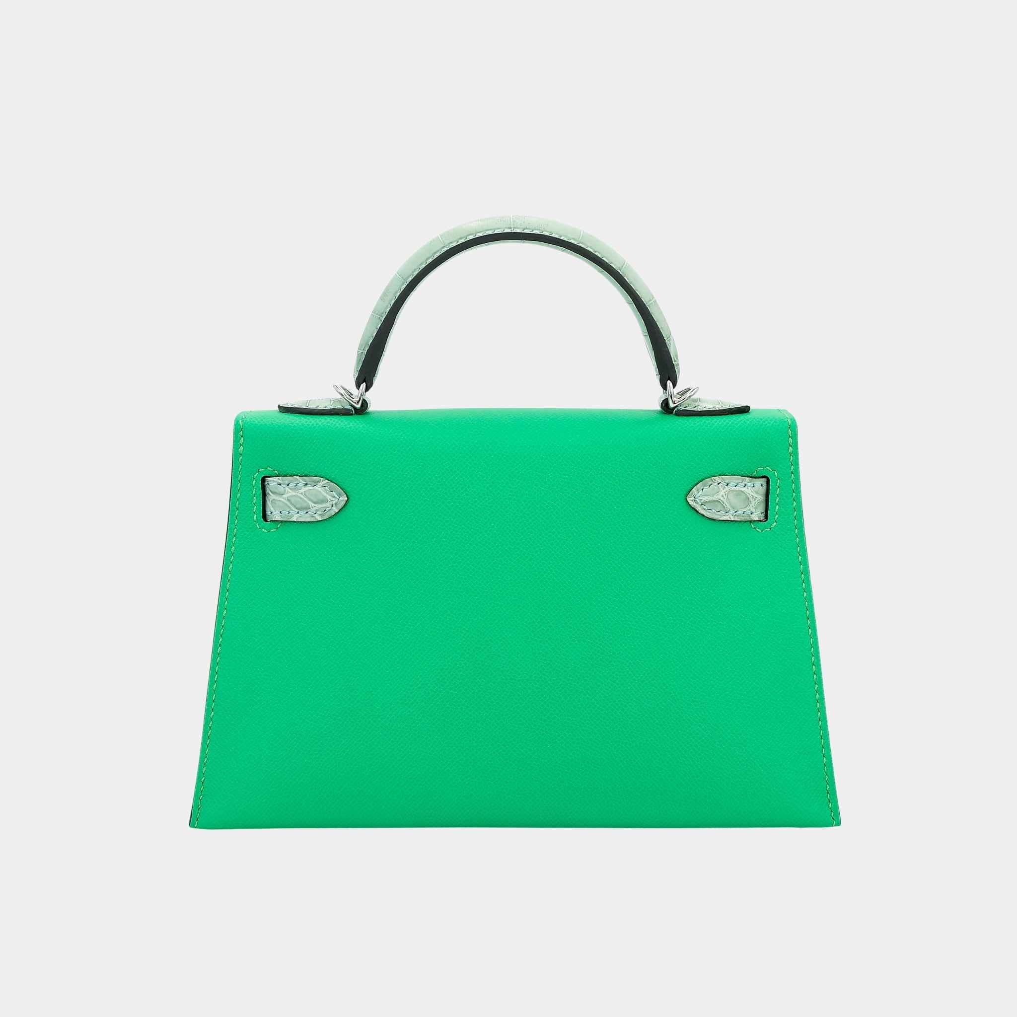 Mini Kelly II Madame-Matte Alligator Vert Comics/Vert d’Eau PHW