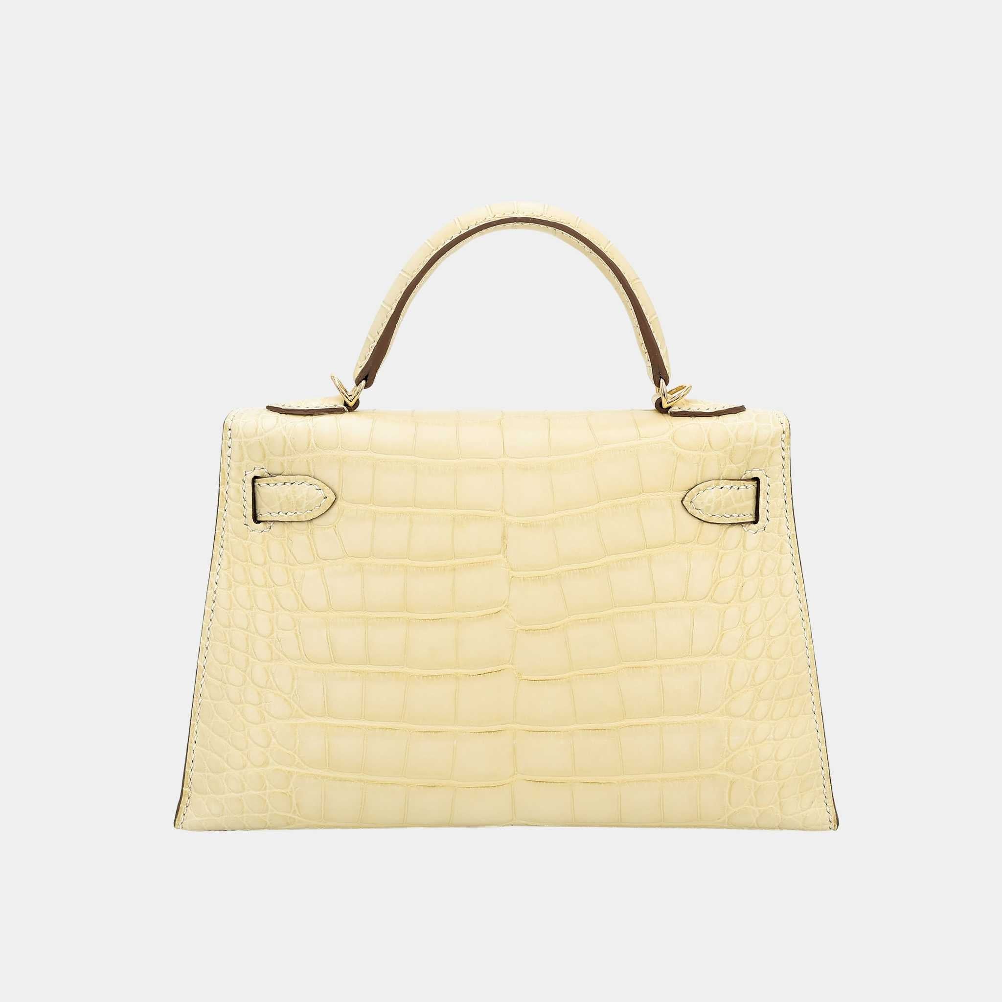 Mini Kelly II Matte Alligator Vanille GHW