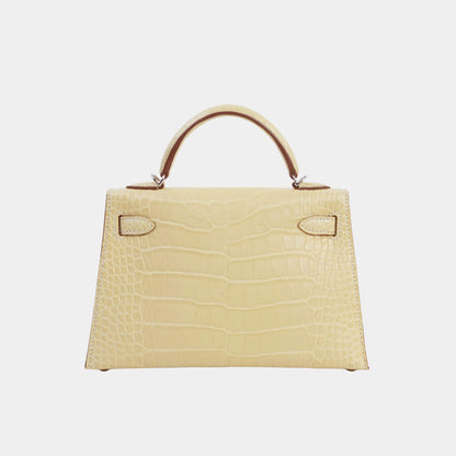 Mini Kelly II Matte Alligator Vanille PHW