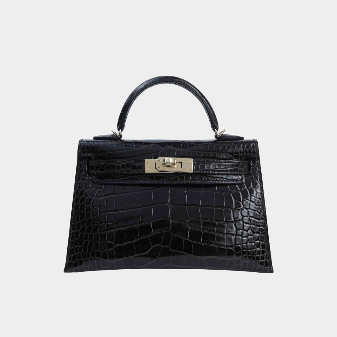 Mini Kelly II Shiny Alligator Graphite PBHW