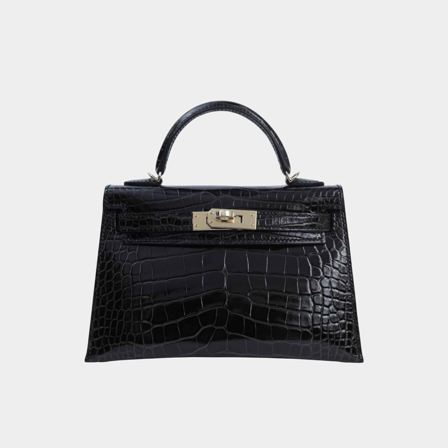 Mini Kelly II Shiny Alligator Graphite PBHW