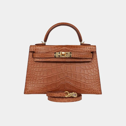 Mini Kelly Matte Alligator Gold GHW
