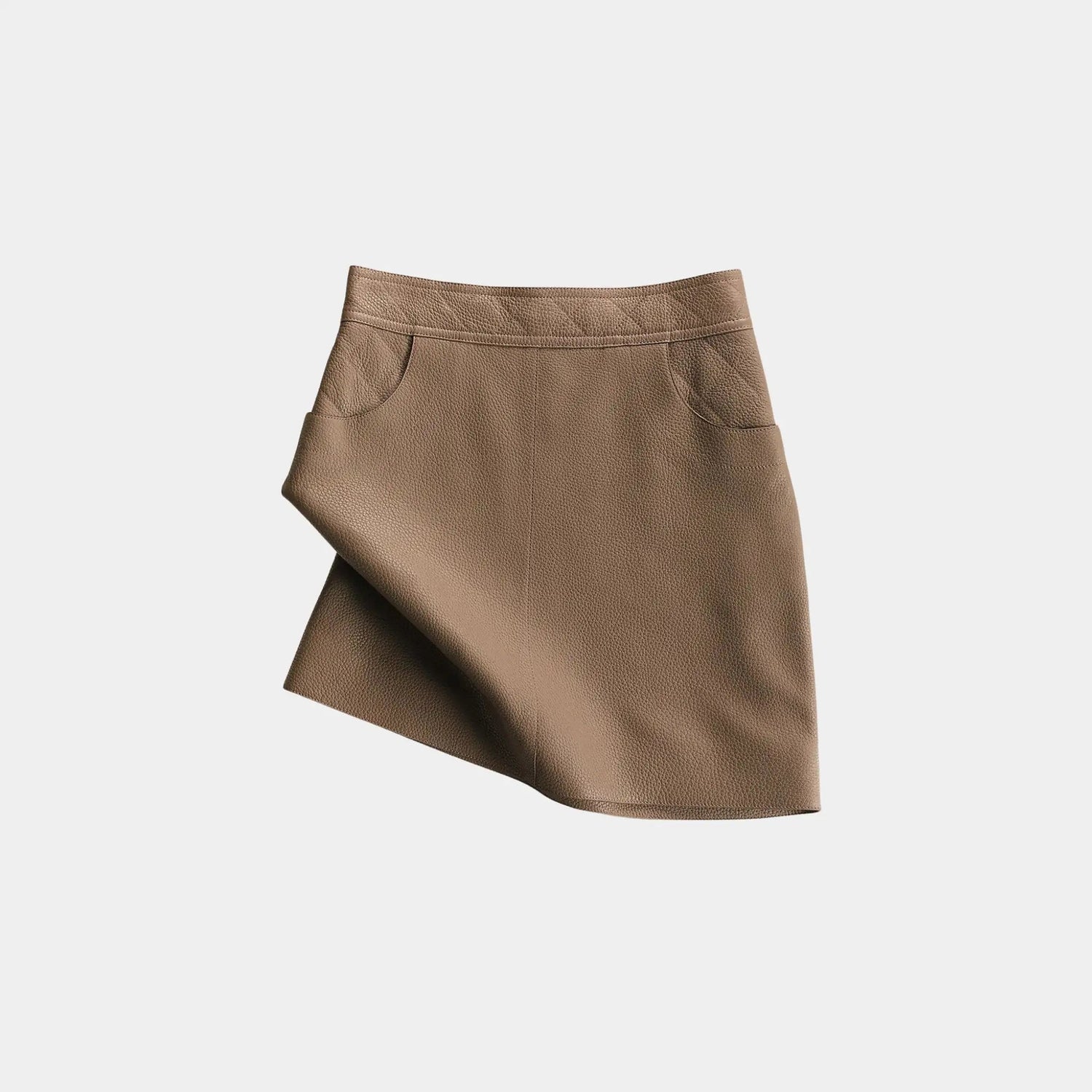 Mini Skirt in Washed Deer with Quilted Detail