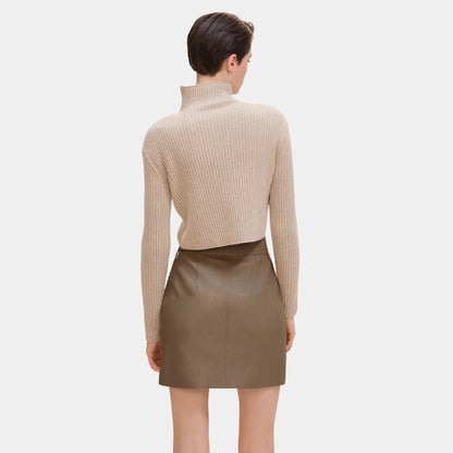 Mini Skirt in Washed Deer with Quilted Detail