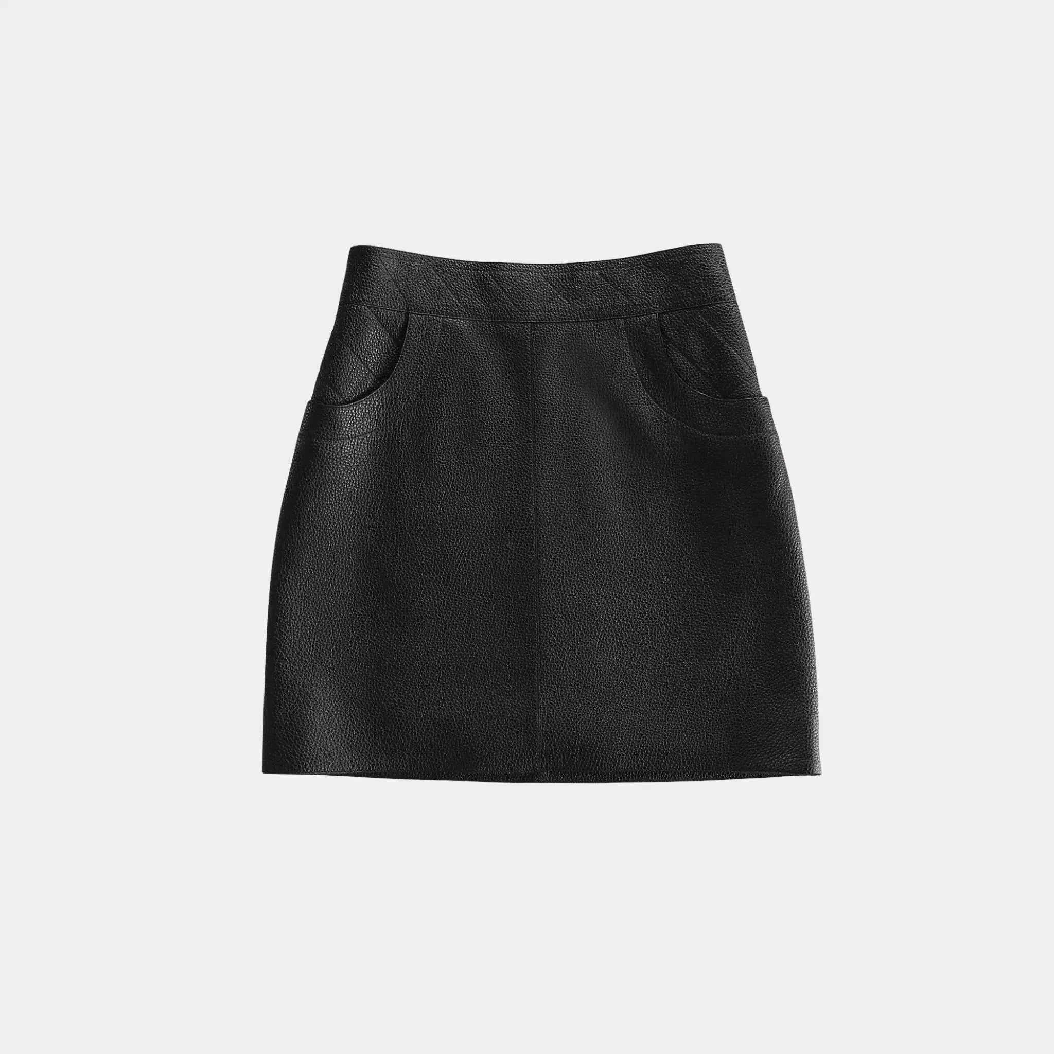 Mini Skirt in Washed Deer with Quilted Detail
