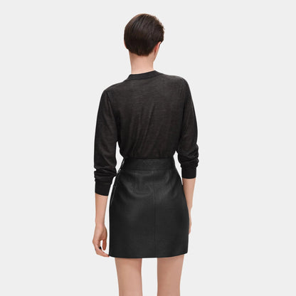 Mini Skirt in Washed Deer with Quilted Detail