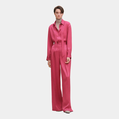 Mosaique Ascot Collar Shirt in Jacquard Silk