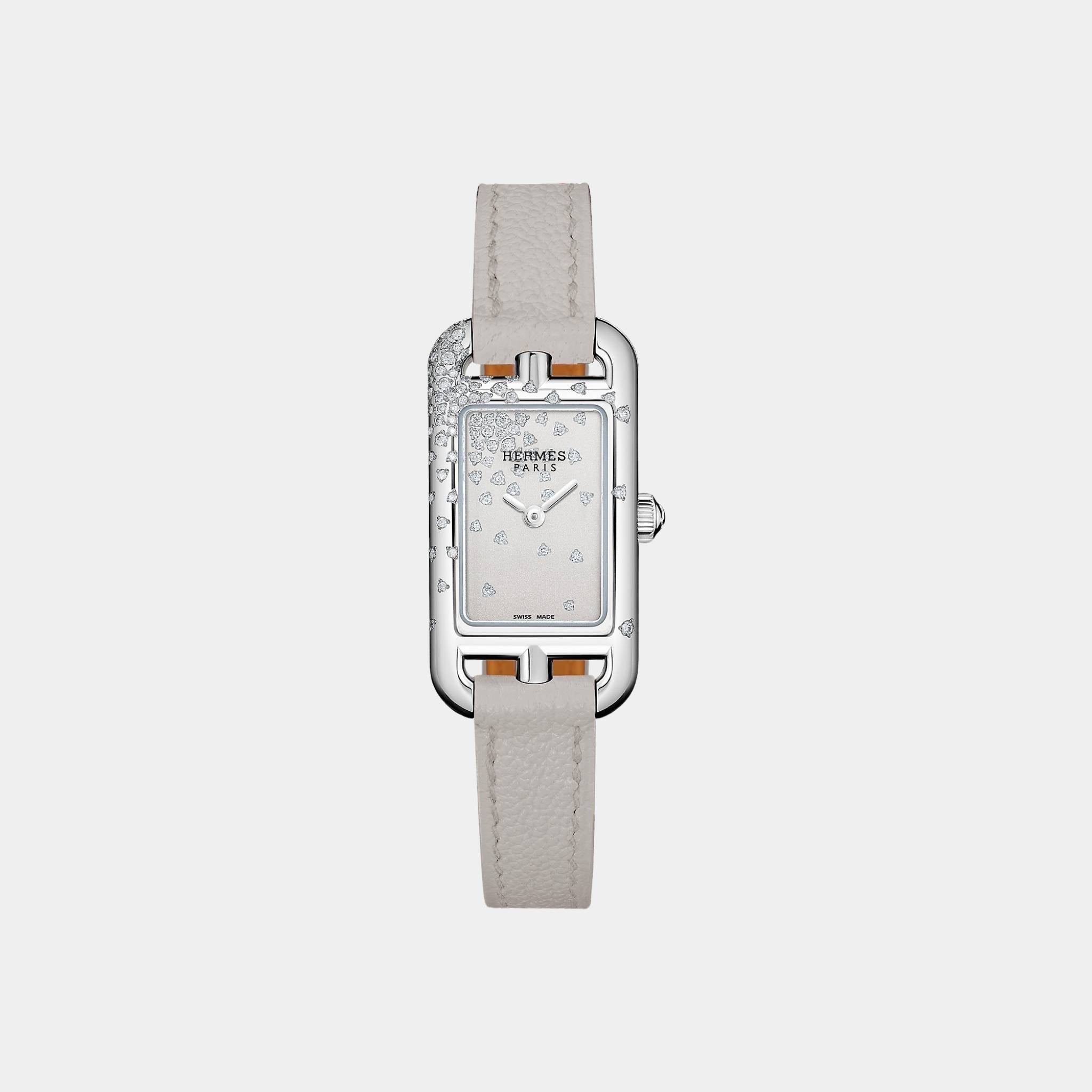 Nantucket 29 mm Steel Watch With Pearl Gray Calfskin Strap