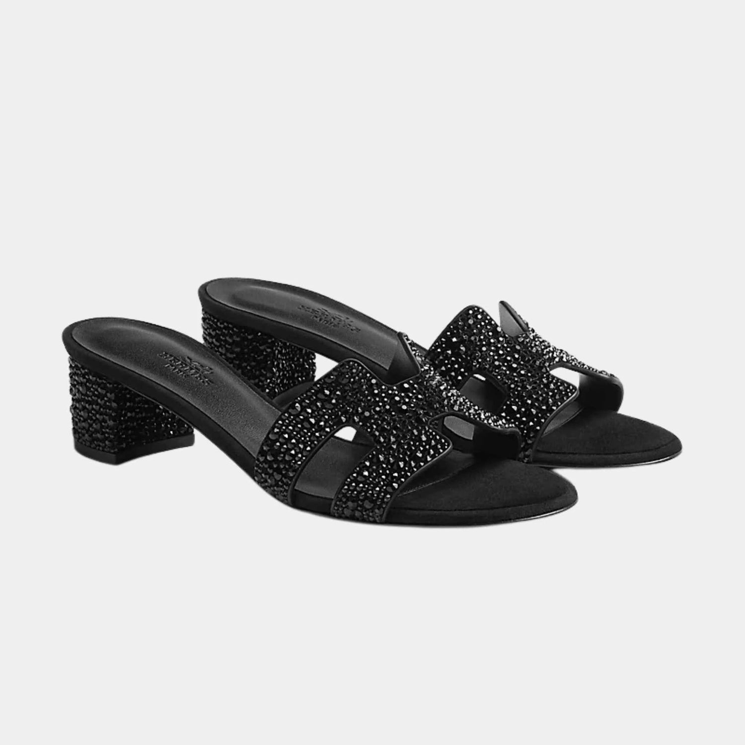 Oasis Sandals Black With Rhinestones