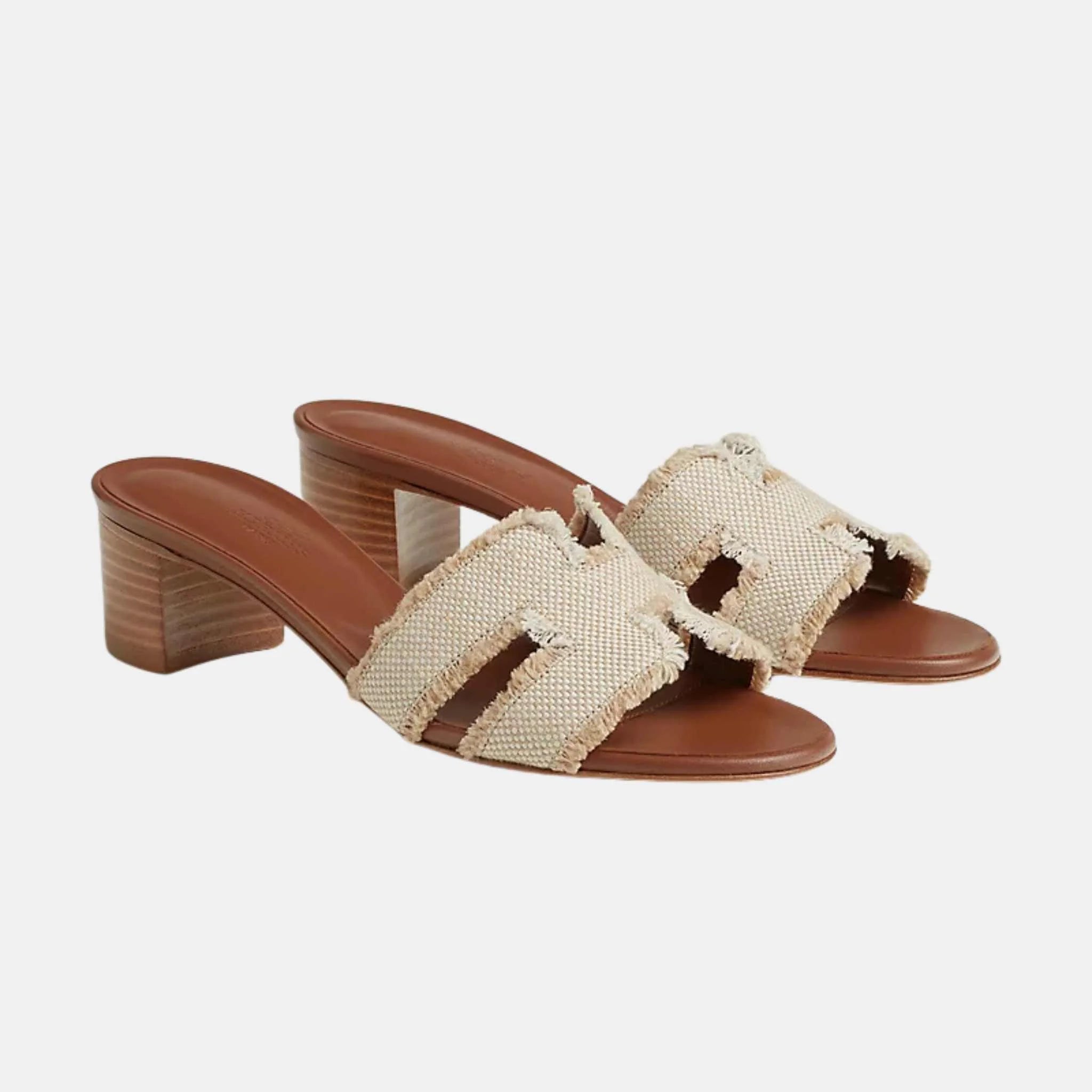 Oasis Sandals Fringed Linen Canvas