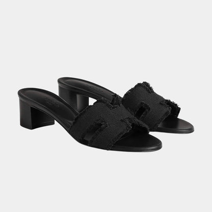 Oasis Sandals Fringed Linen Canvas