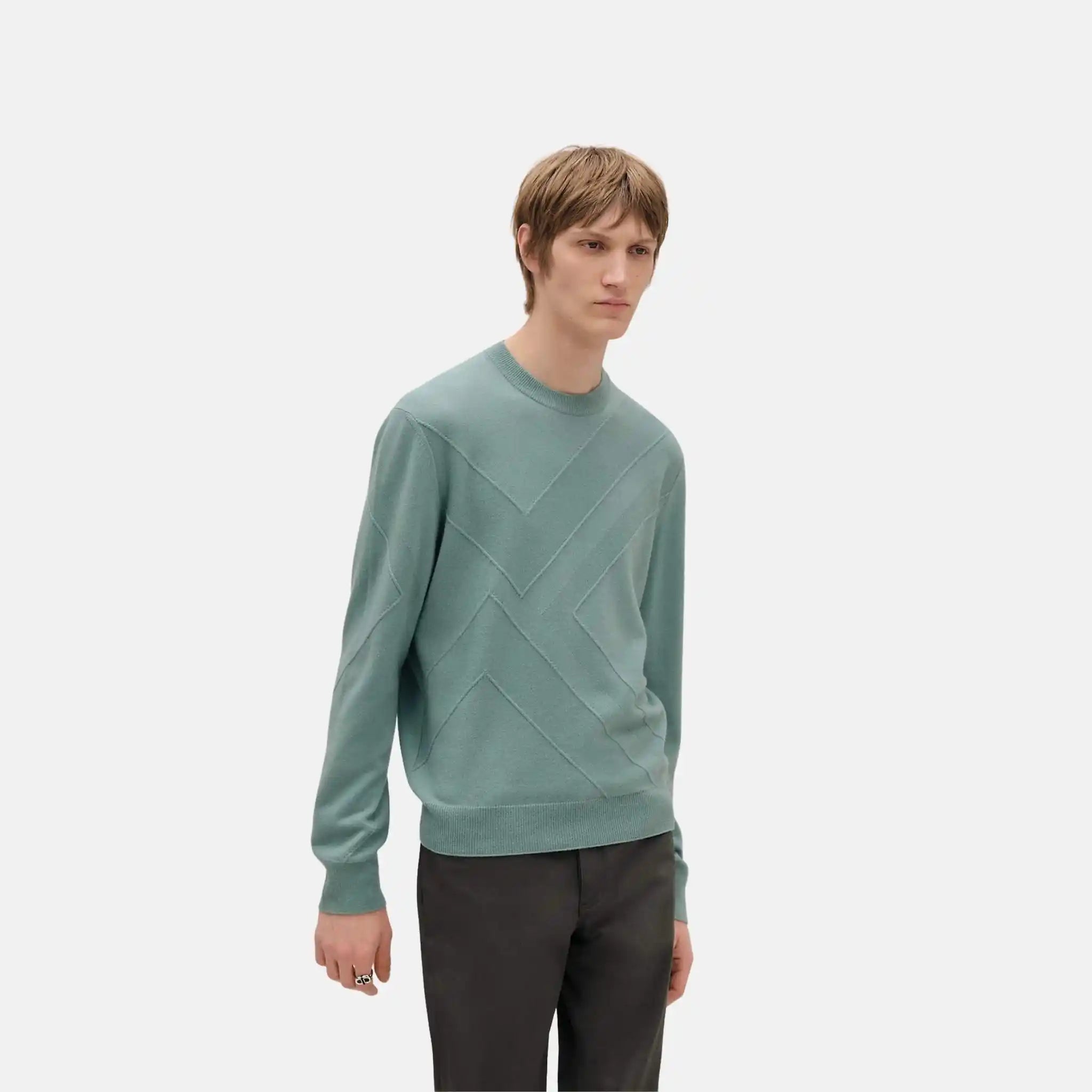 Ombre Jacket Round Neck Sweater
