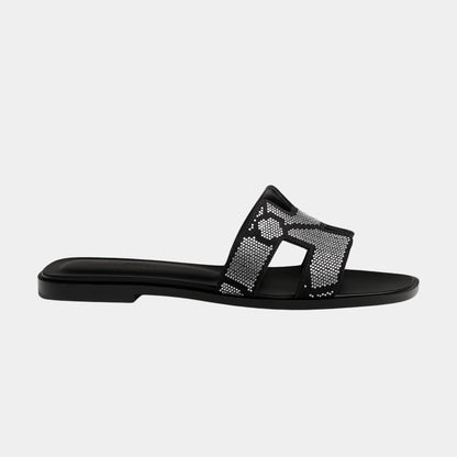 Oran Sandal in Suede with Figure Artistique Rhinestone
