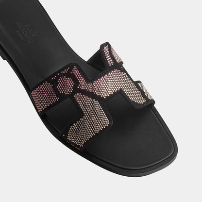 Oran Sandal in Suede with Figure Artistique Rhinestone