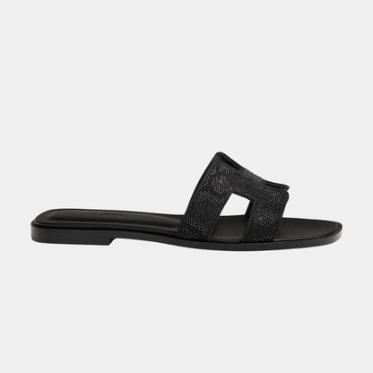 Oran Sandal in Suede with Figure Artistique Rhinestone