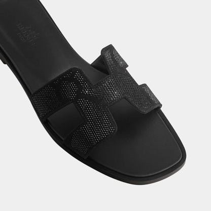 Oran Sandal in Suede with Figure Artistique Rhinestone