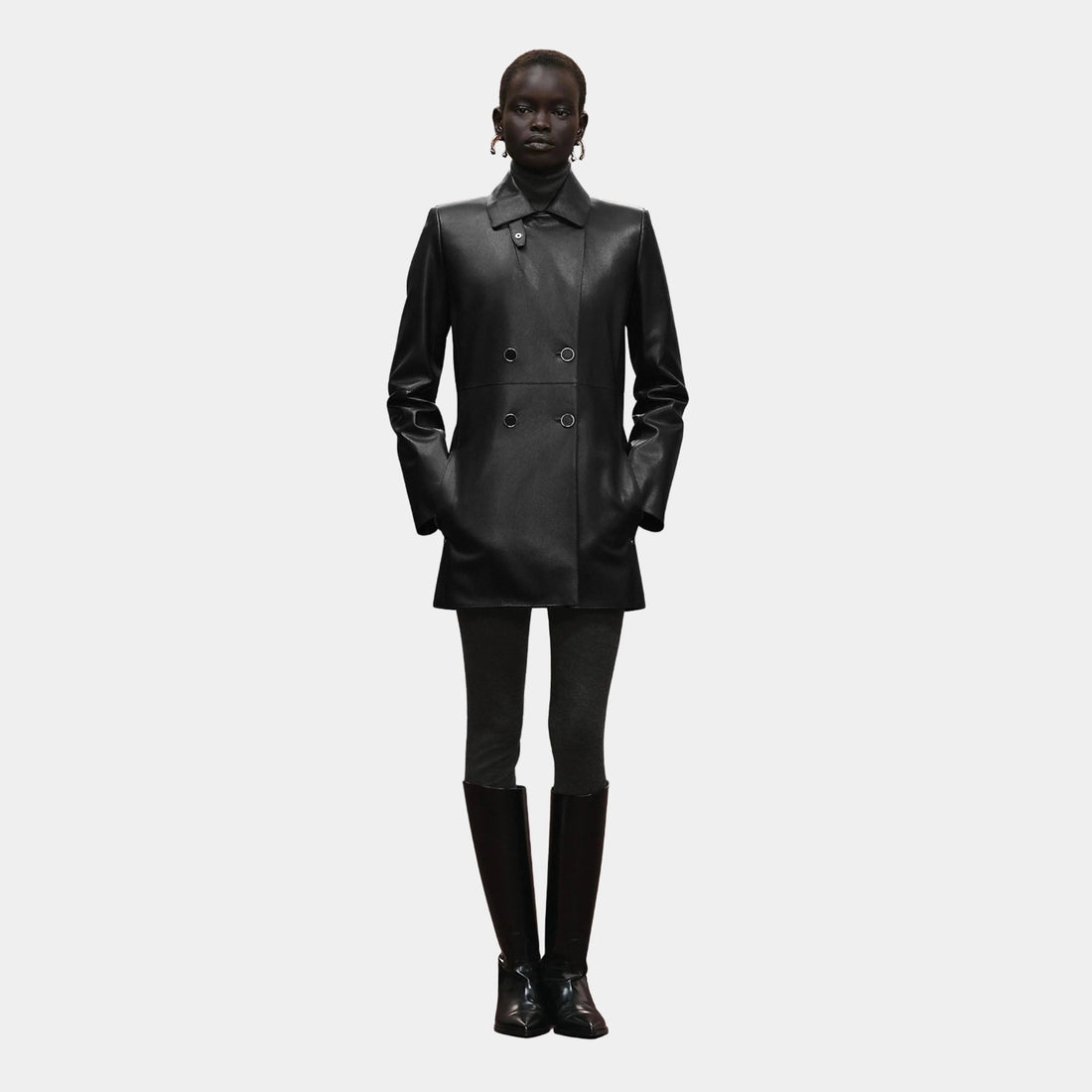 Pea Coat in Grained Calfskin