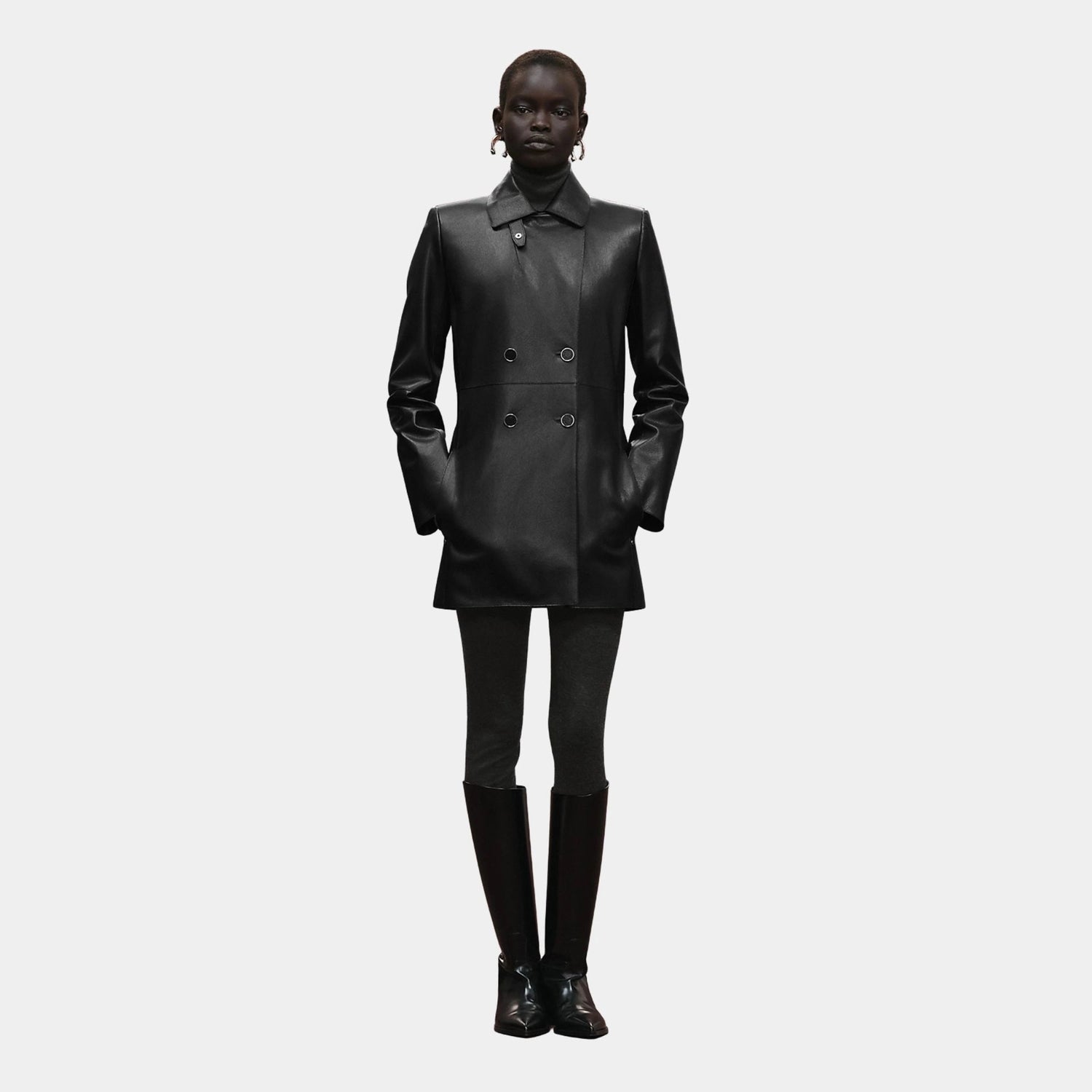 Pea Coat in Grained Calfskin