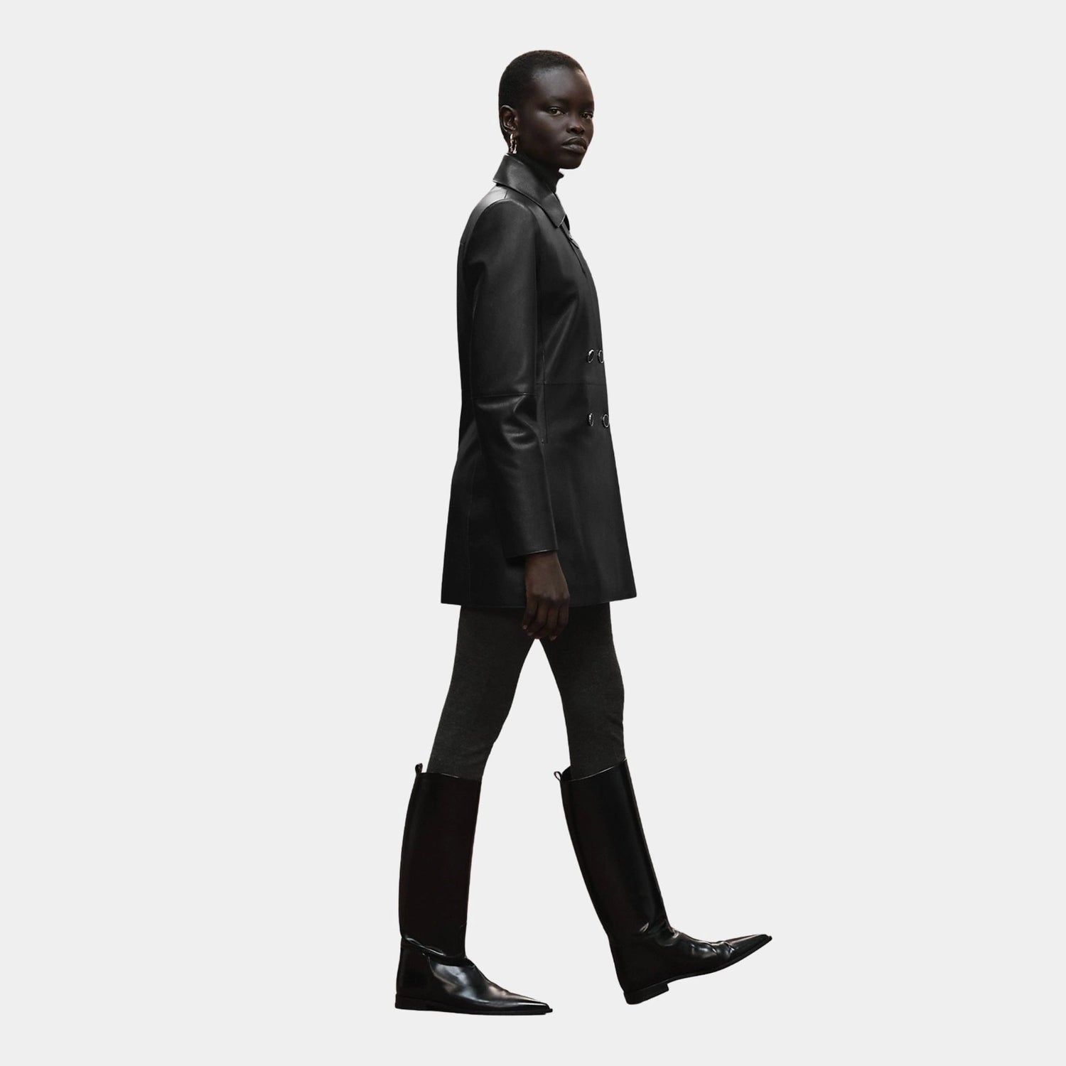 Pea Coat in Grained Calfskin