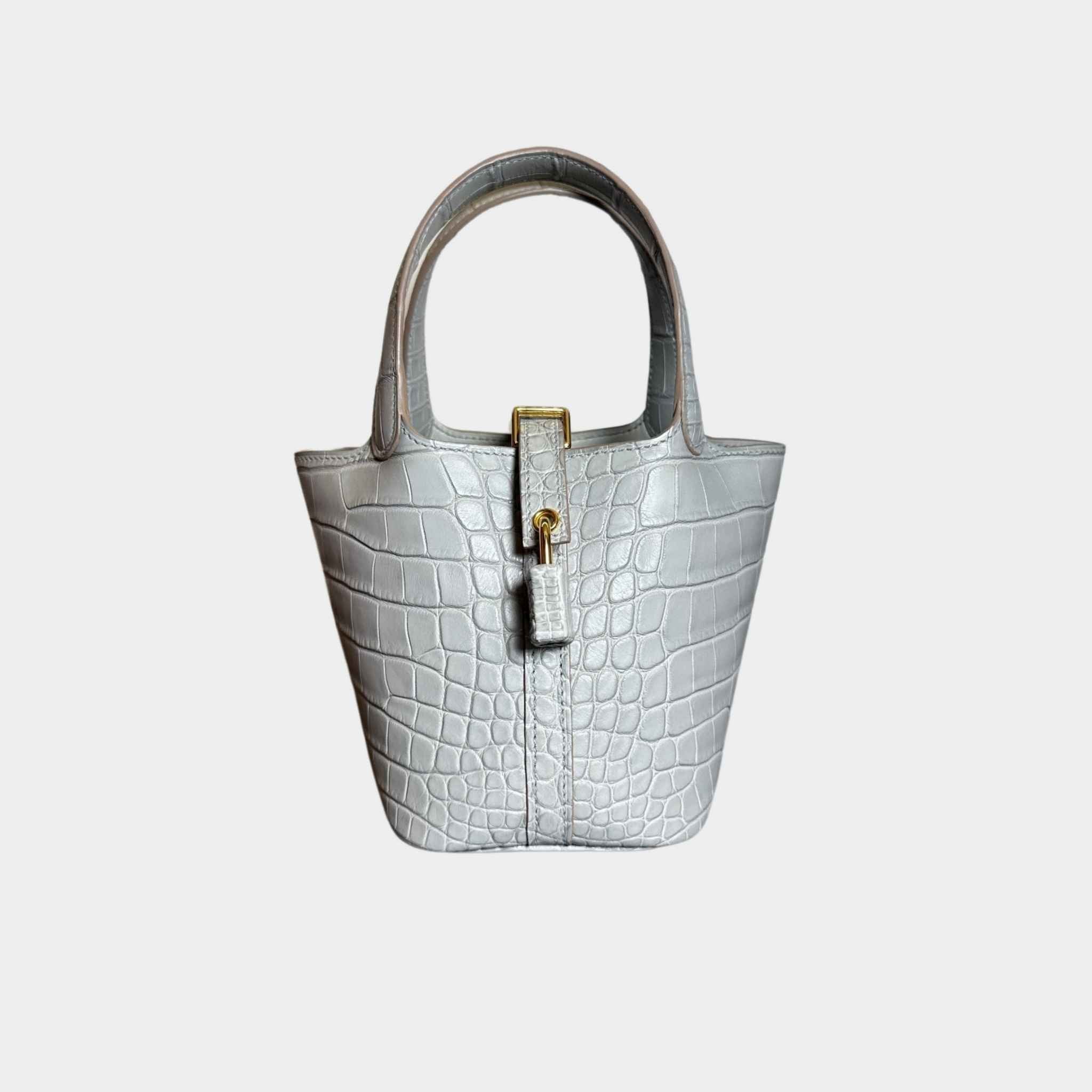 Picotin Micro Gris Perle Matte Croc
