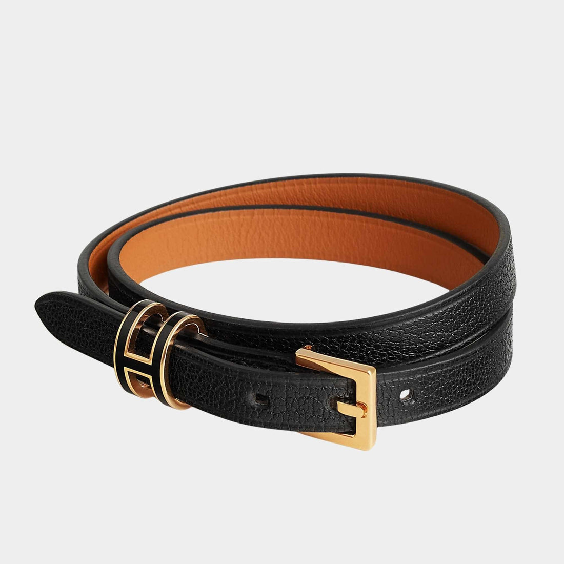 Pop H Double Tour Bracelet Swift Calfskin Gold Plated