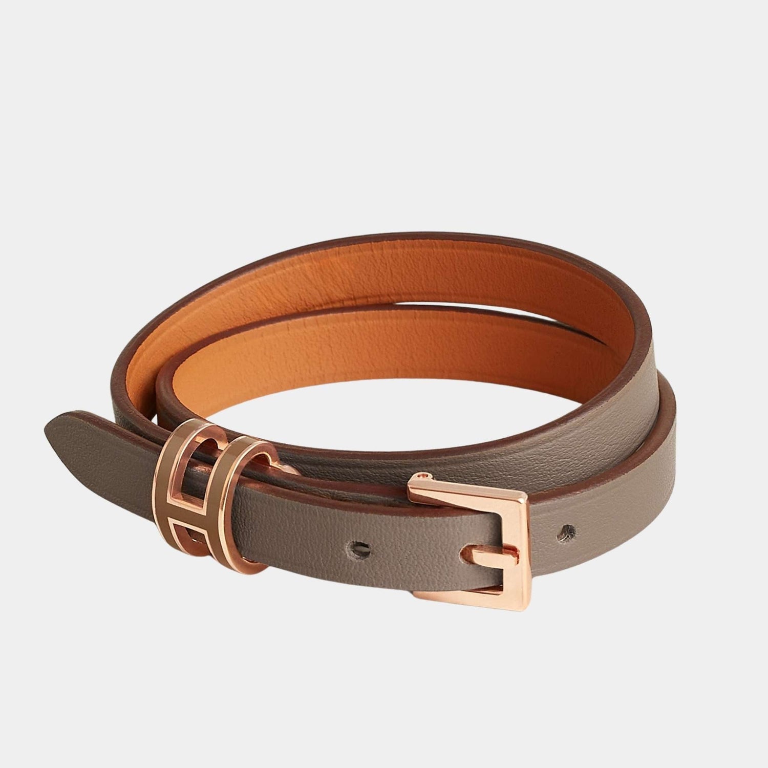 Pop H Double Tour Bracelet Swift Calfskin Rose Gold Plated