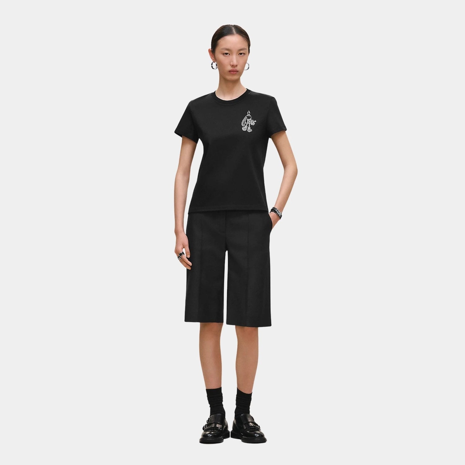 Printed Straight T-shirt in Plain Jersey
