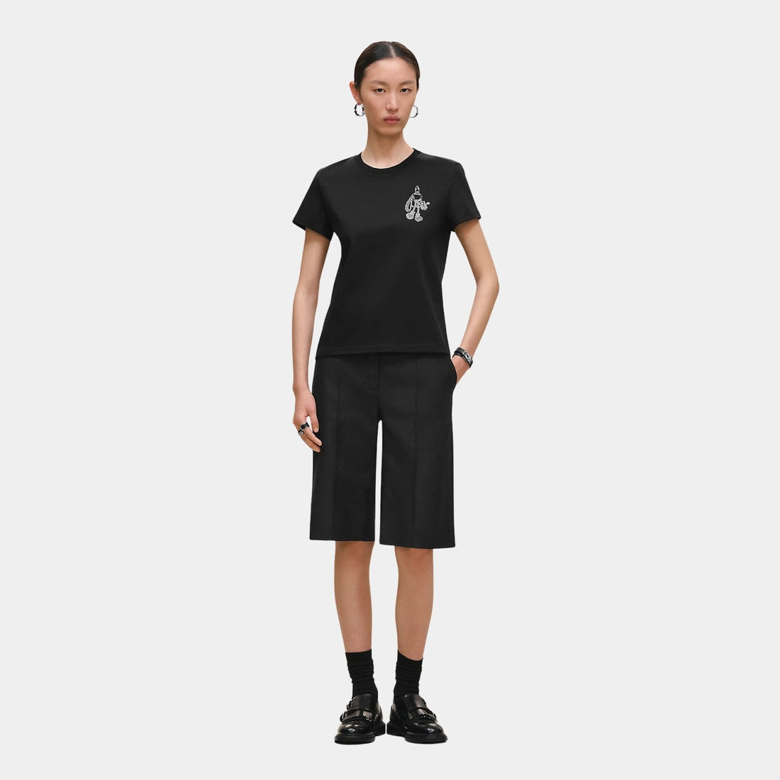 Printed Straight T-shirt in Plain Jersey