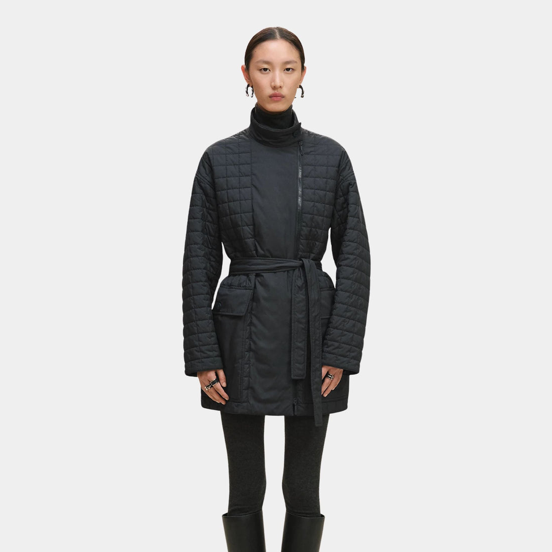 Quilted Coat in Feather Canvas
