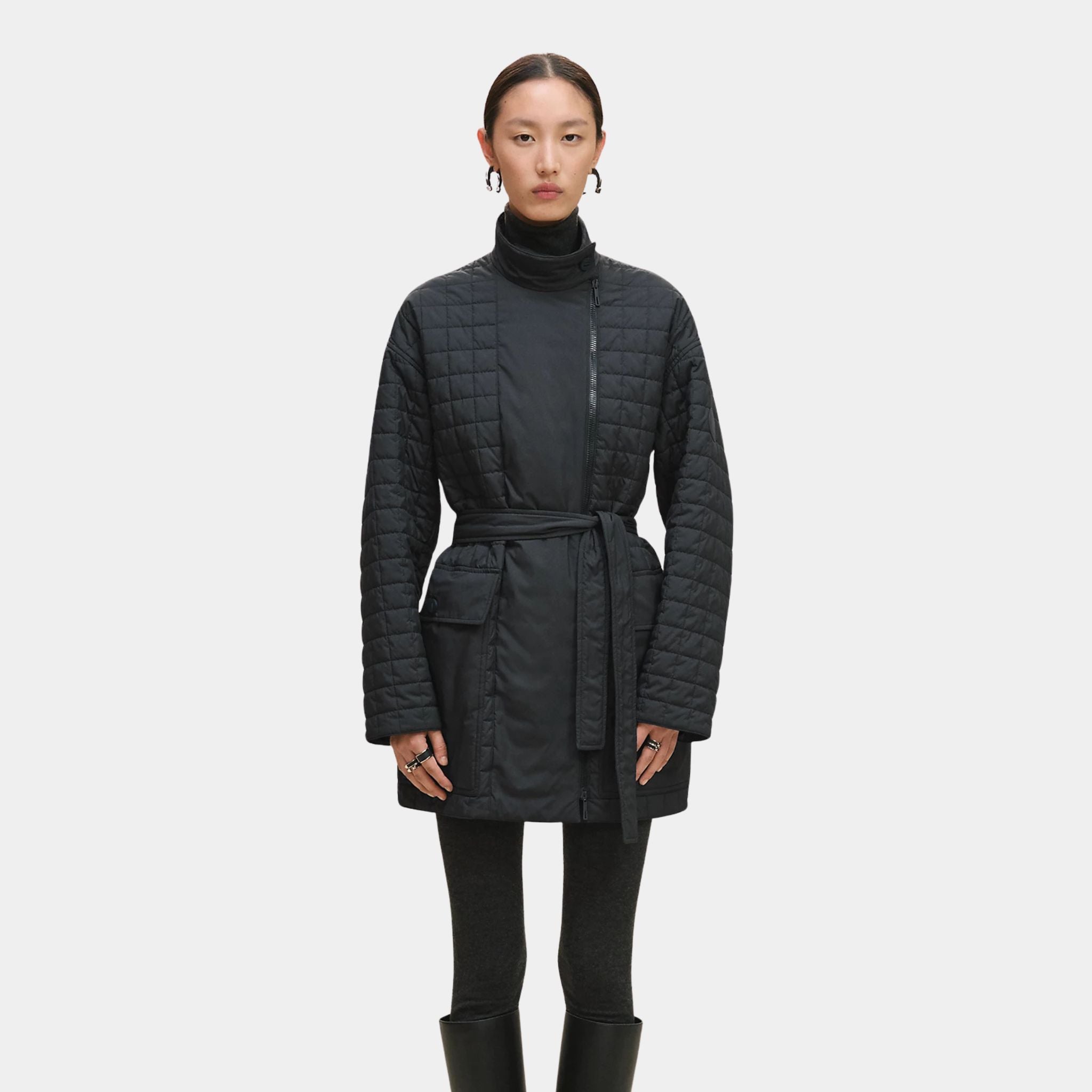 Quilted Coat in Feather Canvas