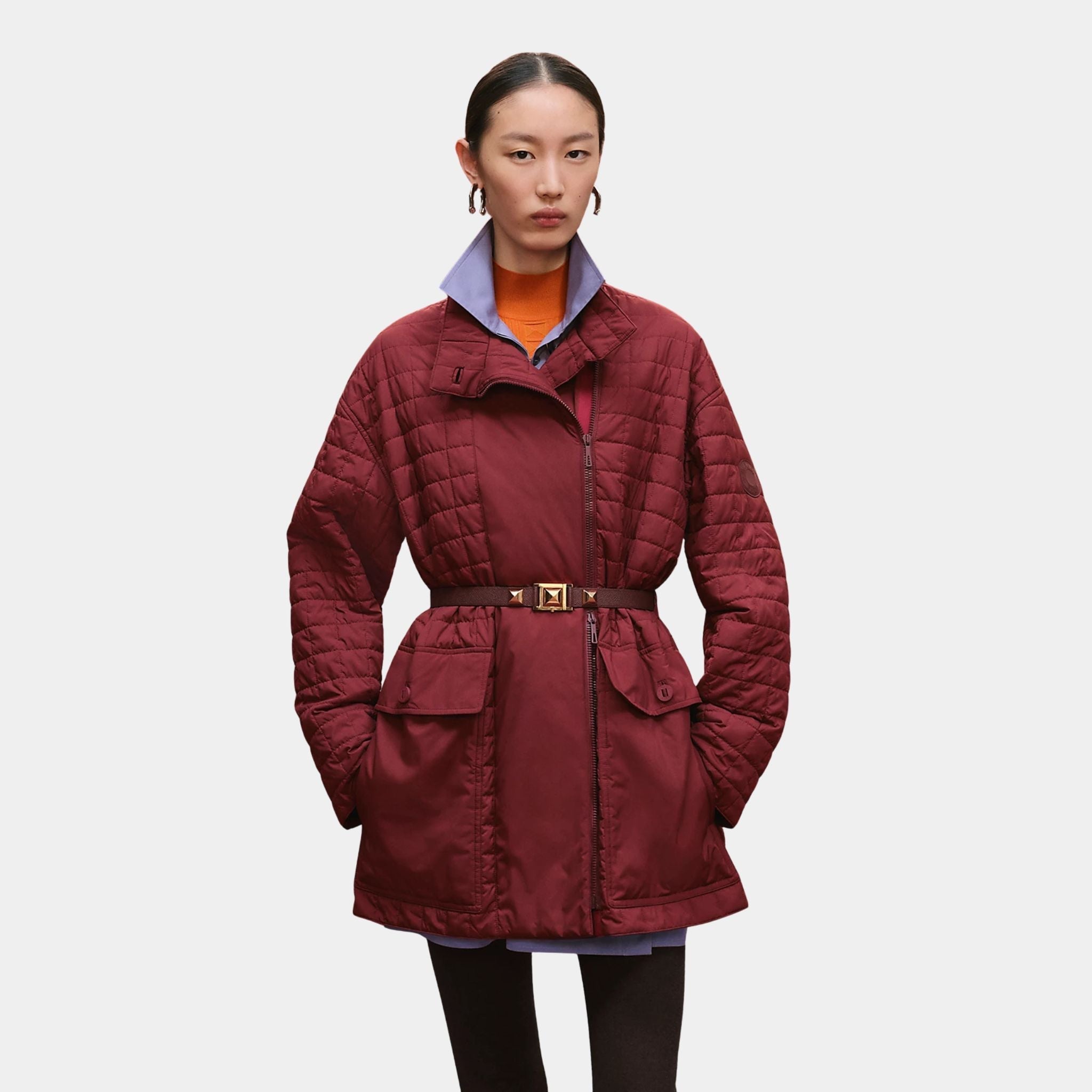 Quilted Coat in Feather Canvas