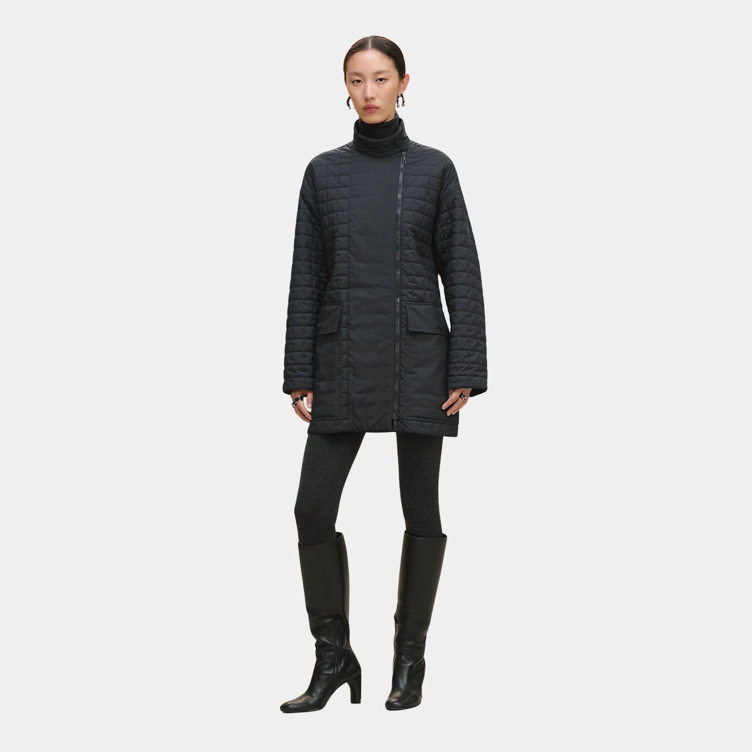 Quilted Coat in Plume Canvas