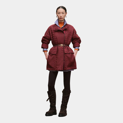 Quilted Coat in Plume Canvas