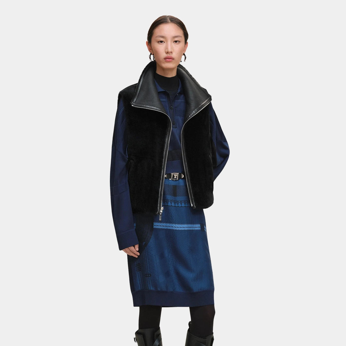 Reversible Sleeveless Jacket in Smooth Sheepskin