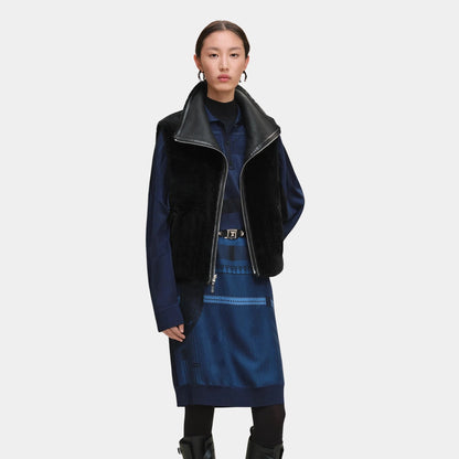 Reversible Sleeveless Jacket in Smooth Sheepskin