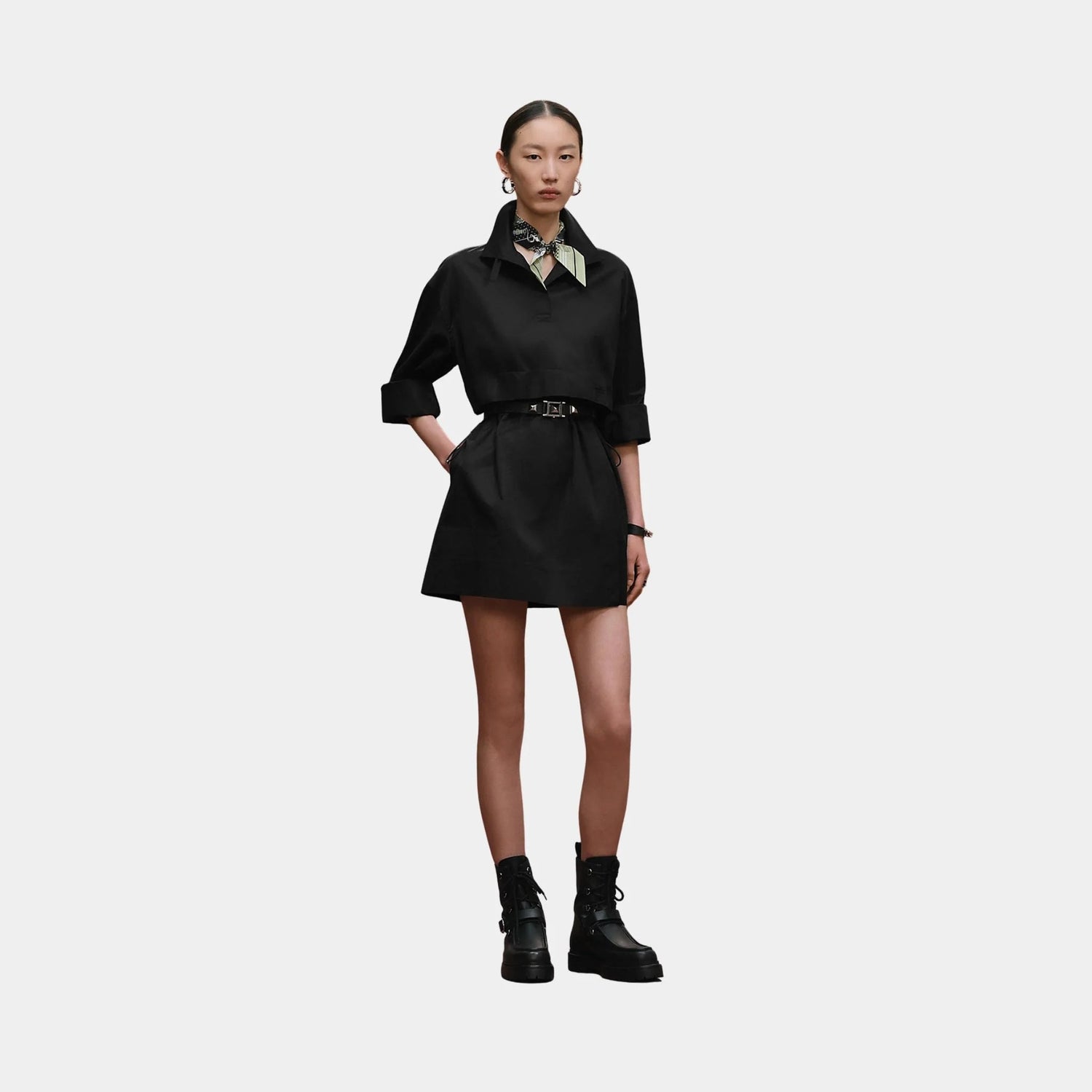 Short Polo Dress in Cotton Twill