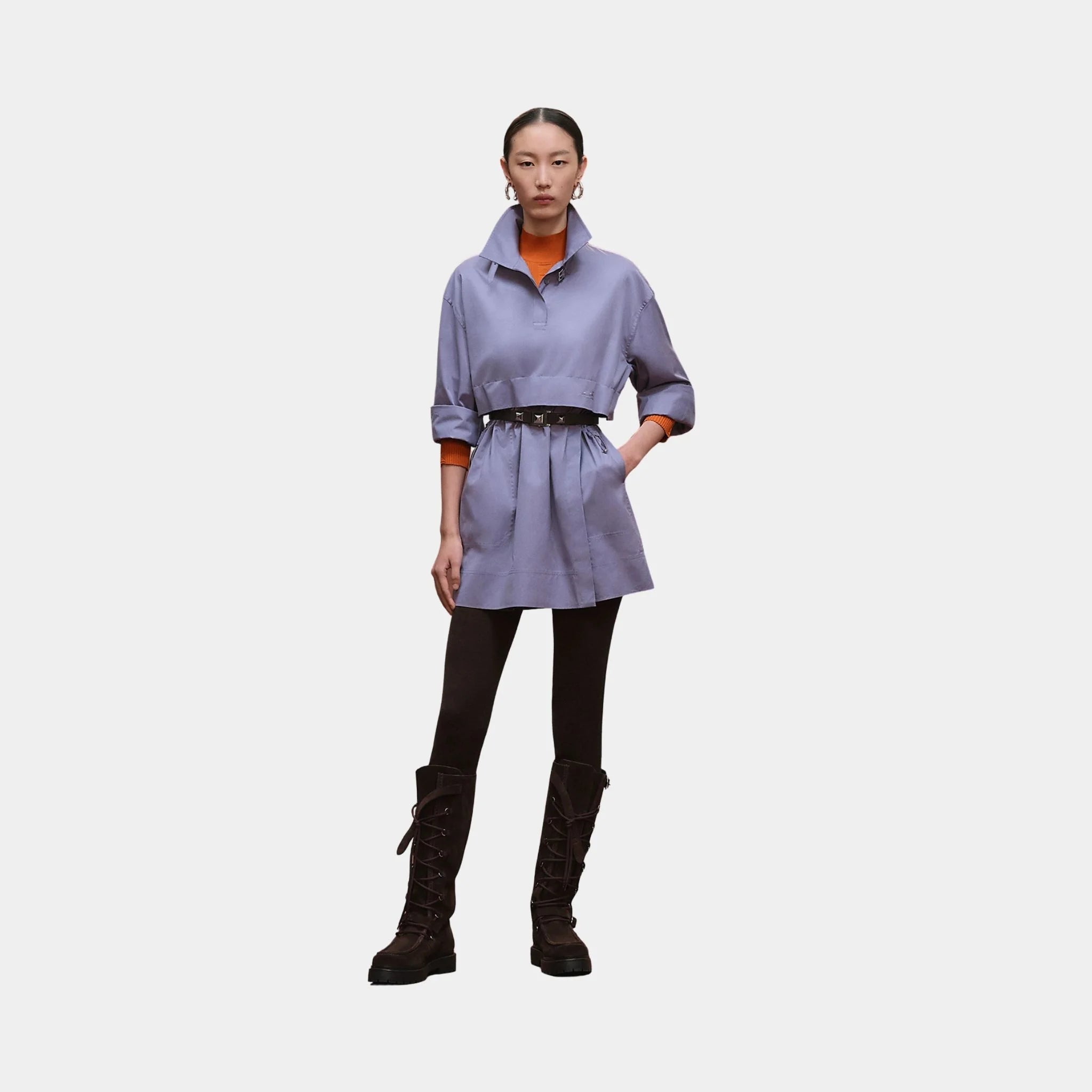 Short Polo Dress in Cotton Twill