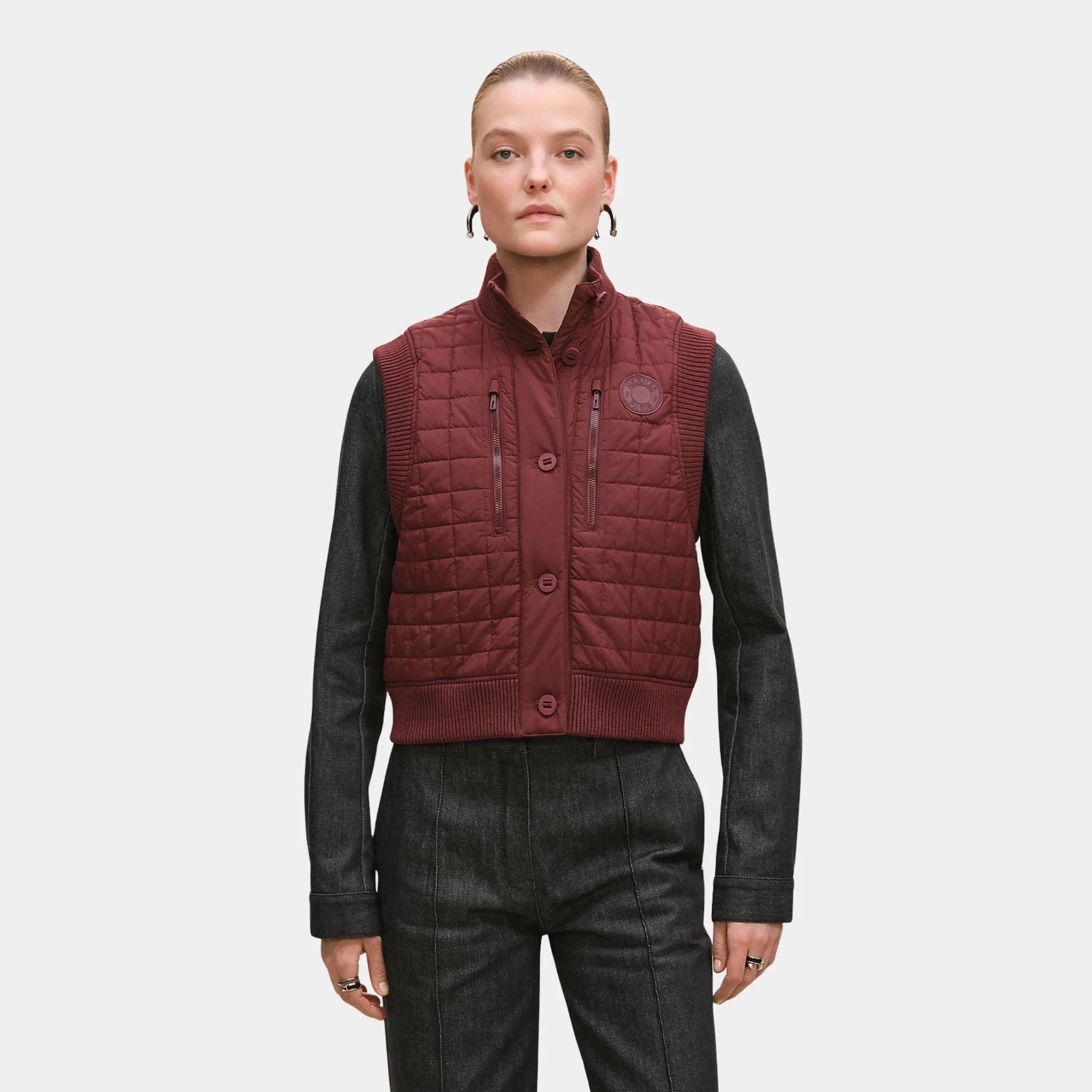 Sleeveless Quilted Bomber Jacket