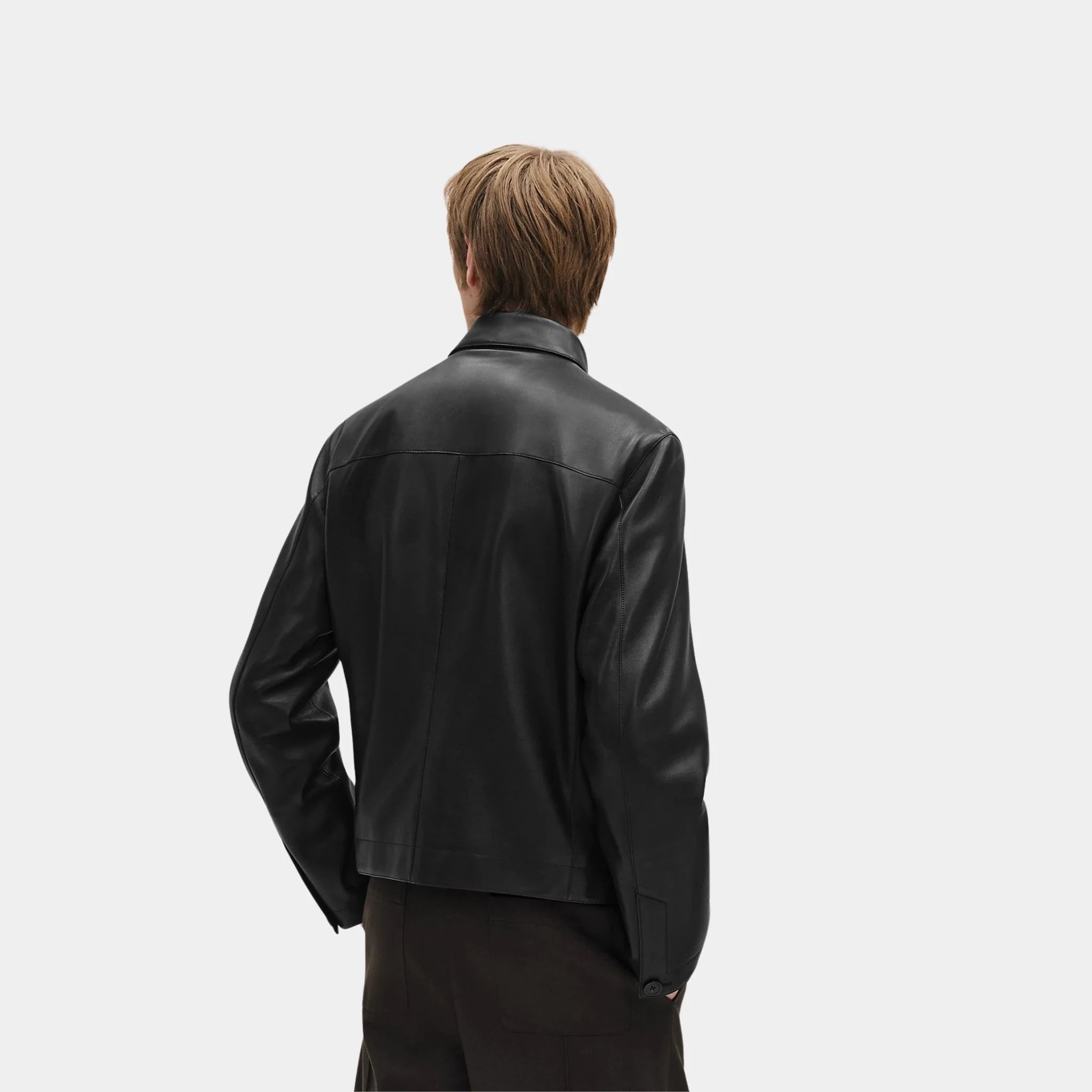 Straight Zipped Jacket in Calfskin