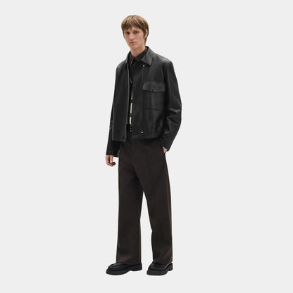Straight Zipped Jacket in Calfskin